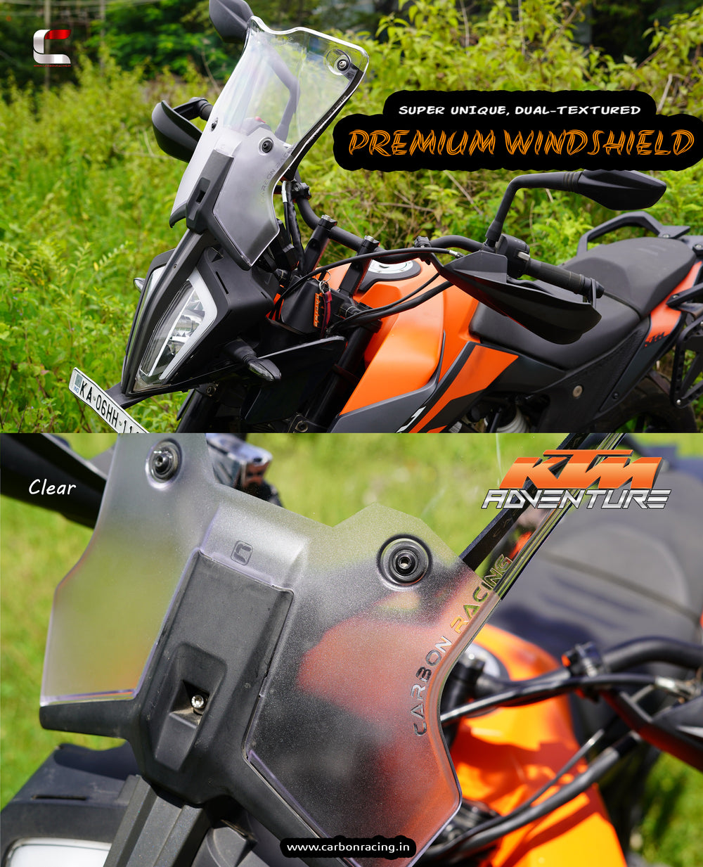 V2 - KTM 390 Adventure Touring Windshield - Clear (Full  Set)